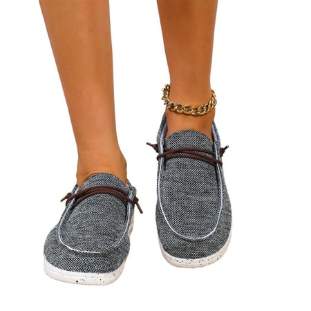 

Ymiytan Womens Canvas Shoes Slip on Deck Shoes Casual Cloth Boat Shoes Non Slip Casual Loafer Flat Outdoor Sneakers