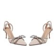 thumbnail image 1 of Women Pointed Toe Ankle Strap Sandals Exquisite Rhinestones Bow Decoration Closed Toe High Heel Shoes, 1 of 8