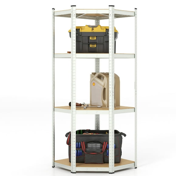Gymax 4-Tier Adjustable Garage Storage Utility Rack Corner Shelving Unit for Warehouse Silver