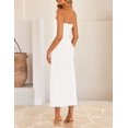 thumbnail image 4 of Vestido de verano ZESICA 2025, estilo bohemio, floral, sin tirantes, ajustado, blanco, 4 of 8
