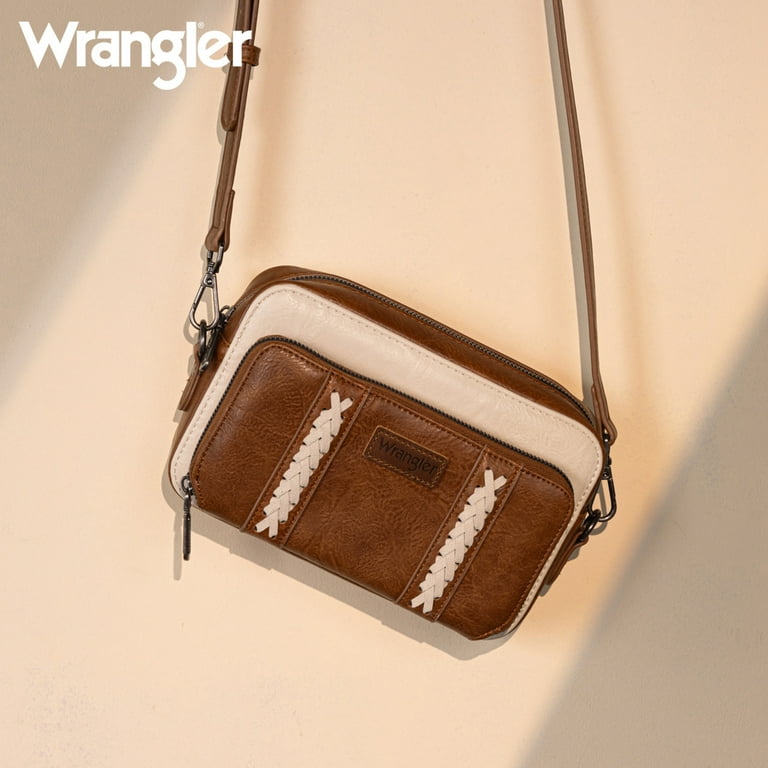 Wrangler Small Crossbody Wallet Purse, Brown-Beige Vegan Leather photo 6