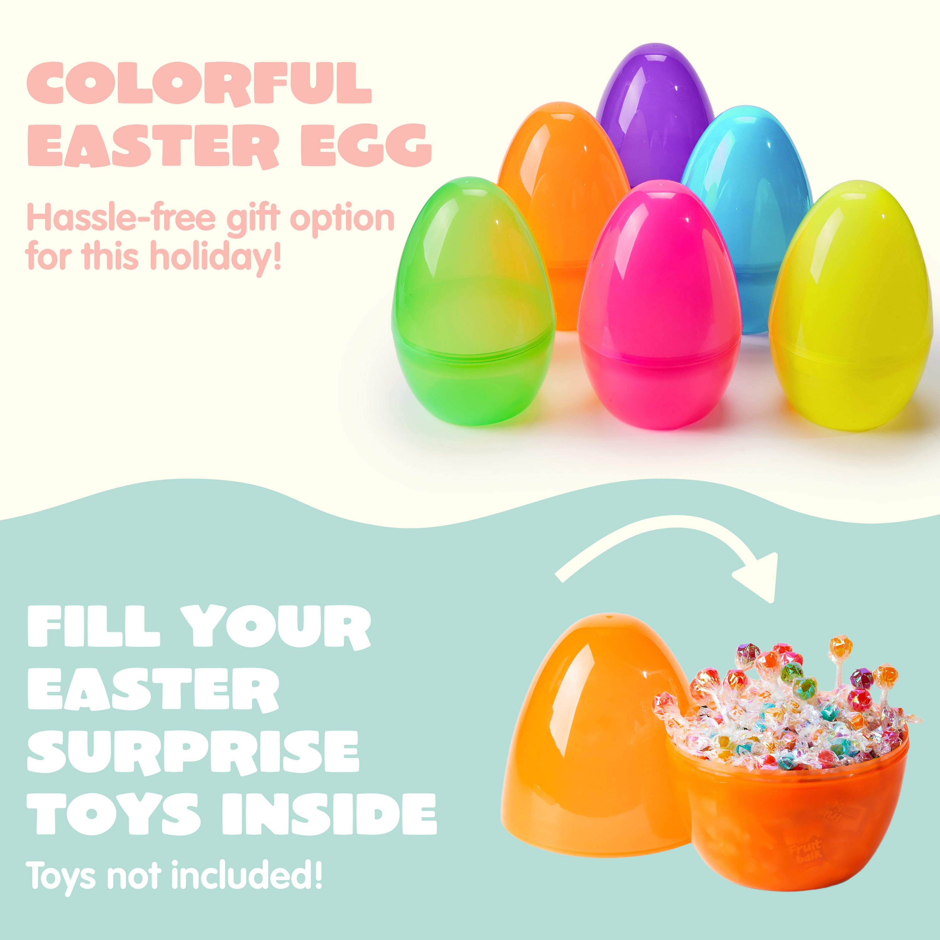 Joyfy 10 inch Large Easter Eggs, 6 pack Jumbo Plastic Easter Eggs, Clear Empty Fillable Perfect for Easter Egg Hunts, Easter Basket Fillers/Stuffers, Party Favor, Classroom Prize Supplies Decoration