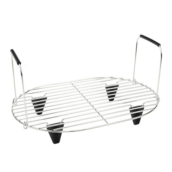 Adjustable Cooking Rack with Silicone Feet Slow Cooker Rack Stainless Steel Texture Suitable for 8.5 Quart Slow Cooker