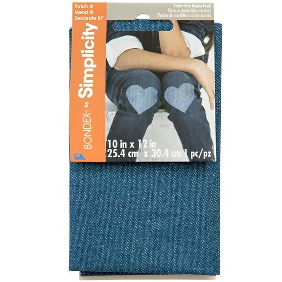 Bondex Fabric Iron-on Patches, Light Worn Denim 10"x12" Iron-On Patch used to mend rips and holes on denim apparel, 1 Piece
