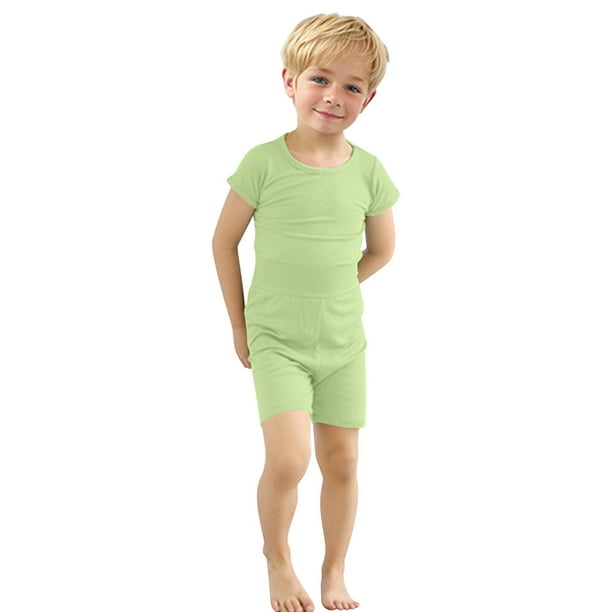 Odeerbi 6M-7Y Conjunto de Pijama de Verano Para Niños Y Niñas de Punto Elástico Con Camiseta de Manga Corta Y Pantalón Corto de Cintura Alta Conjunto de Pijama de Dos Piezas