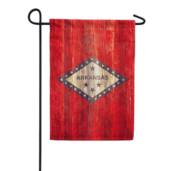 America Forever Arkansas State Flag 12.5 x 18 Inch Double Sided Outdoor Yard Decorative USA Vintage Wood State of Arkansas Garden Flag, Made in the USA