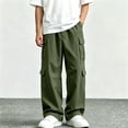 thumbnail image 3 of Teen Boys Cargo Pants Relaxed Fit Lightweight Casual Trousers with Multi Flap Pockets Elastic Waist Baggy Tactical Pants for Hiking Work Outdoor Streetwear Straight Leg, 3 of 8