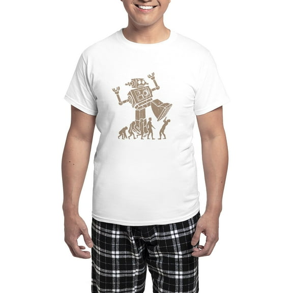CafePress - 2 Robotv2 Men's Light Pajamas - Men's Light Loose Fit Cotton Pajama Set