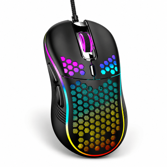 Black Wired Gaming Mouse 7200 Adjustable DPI High Precision Sensor for PC Gamers