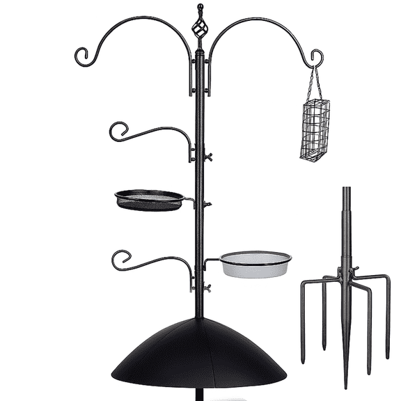Backyard Expressions Bird Feeder Pole with Squirrel Baffle, 90" Heavy Duty