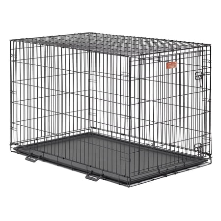 MidWest iCrate for Dogs, Metal, Single Door, Includes Leak-Proof Pan, Floor Protecting Feet, Divider Panel, Foldable, Black, 48" L x 30" W x 33" H