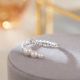 thumbnail image 4 of Anillo de plata liso con cuentas redondas de plata S925, anillo abierto Ajustable con temperamento de perlas a la moda para mujer, 4 of 4