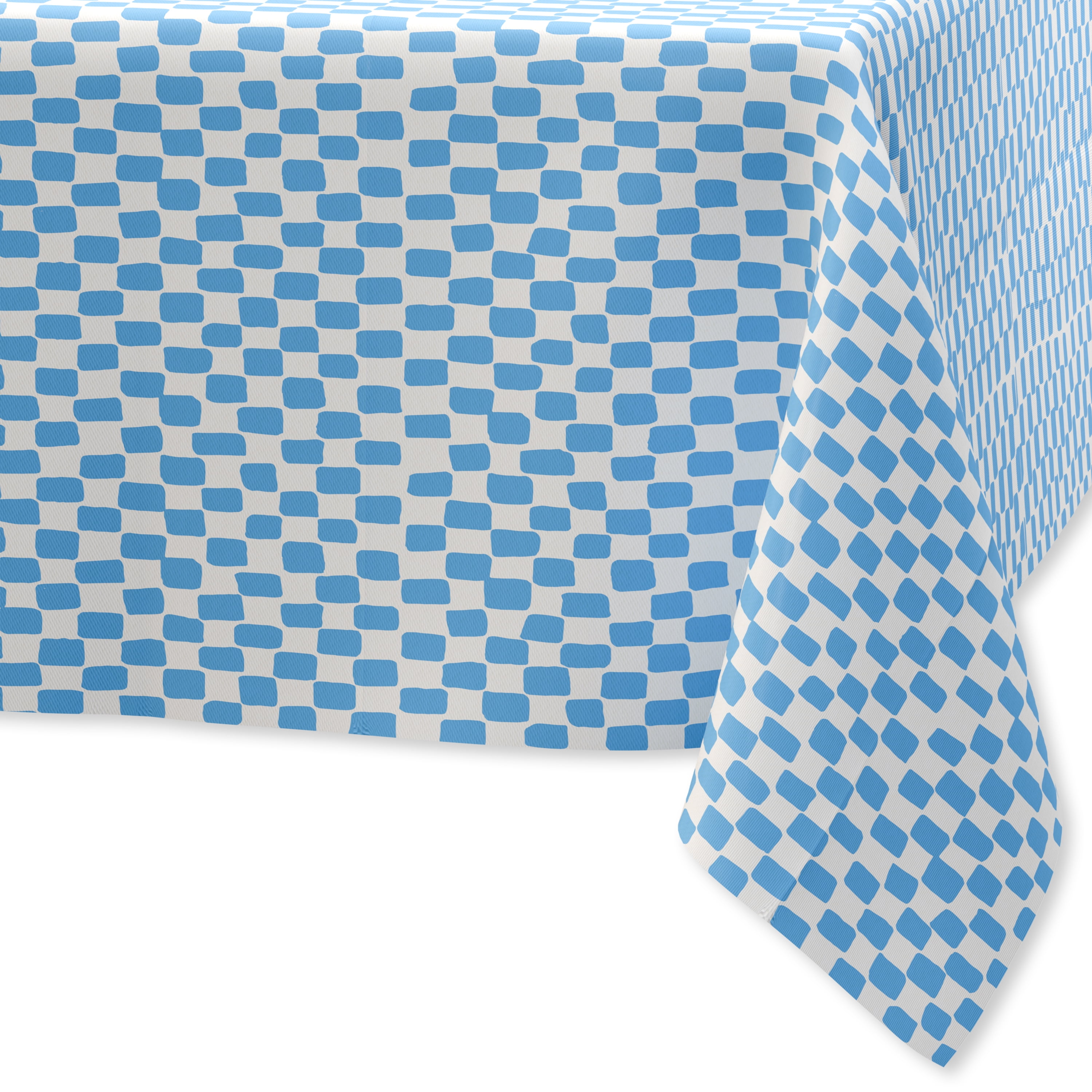 Bright Tides Rectangular Blue and White Gingham Paper Table Cover, 54" x 84", by Way To Celebrate