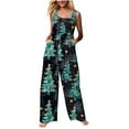 thumbnail image 2 of pstuiky Christmas Outfits for Women, Women Christmas Overalls Print Loose Adjustable Overalls Wide Leg Belt Pocket Overallschristmas Jumpsuit for Women, 2 of 9