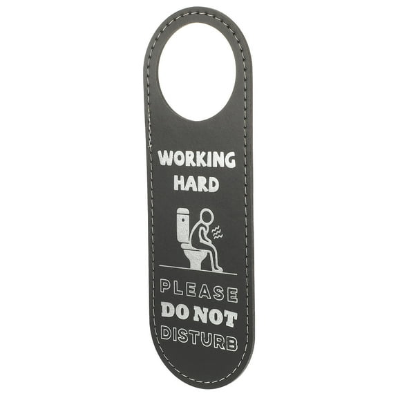 Hemobllo Bathroom Door Hanger Sign, Black PU, Clear Status Indication