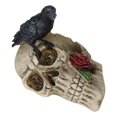 thumbnail image 4 of Gothic Raven Crow Perching On Rose Skull Cigarette Ashtray Jewelry Dish Figurine, 4 of 7