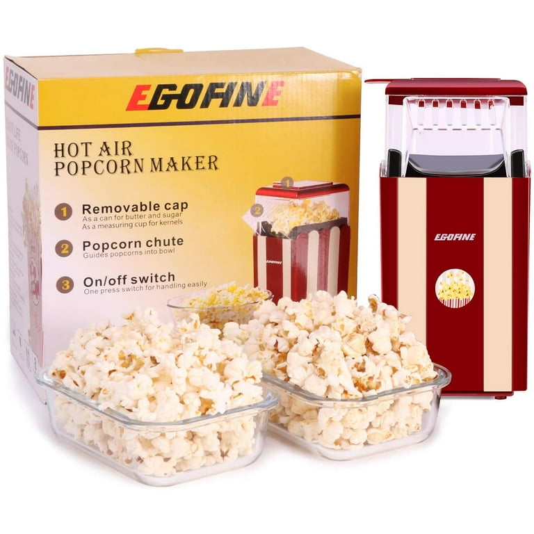 HIRIFULL Hot Air Popcorn Machine, Household Popcorn Maker, 1200W Electric  Popcorn Popper, No Oil, with Measuring Cup and Removable Lid, ETL  Certified, Great for Family Parties, Black 