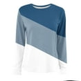 thumbnail image 4 of WREESH Womens Fashion Tunic Top V Neck Color Block Pullover Top Regular Fit Long Sleeve Tops Round-Neck Top White, 4 of 4