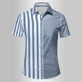 thumbnail image 3 of Men's Short Sleeve Button Shirt Casual Summer Striped Shirt Patchwork Hawaiian Print Beach Top, 3 of 4