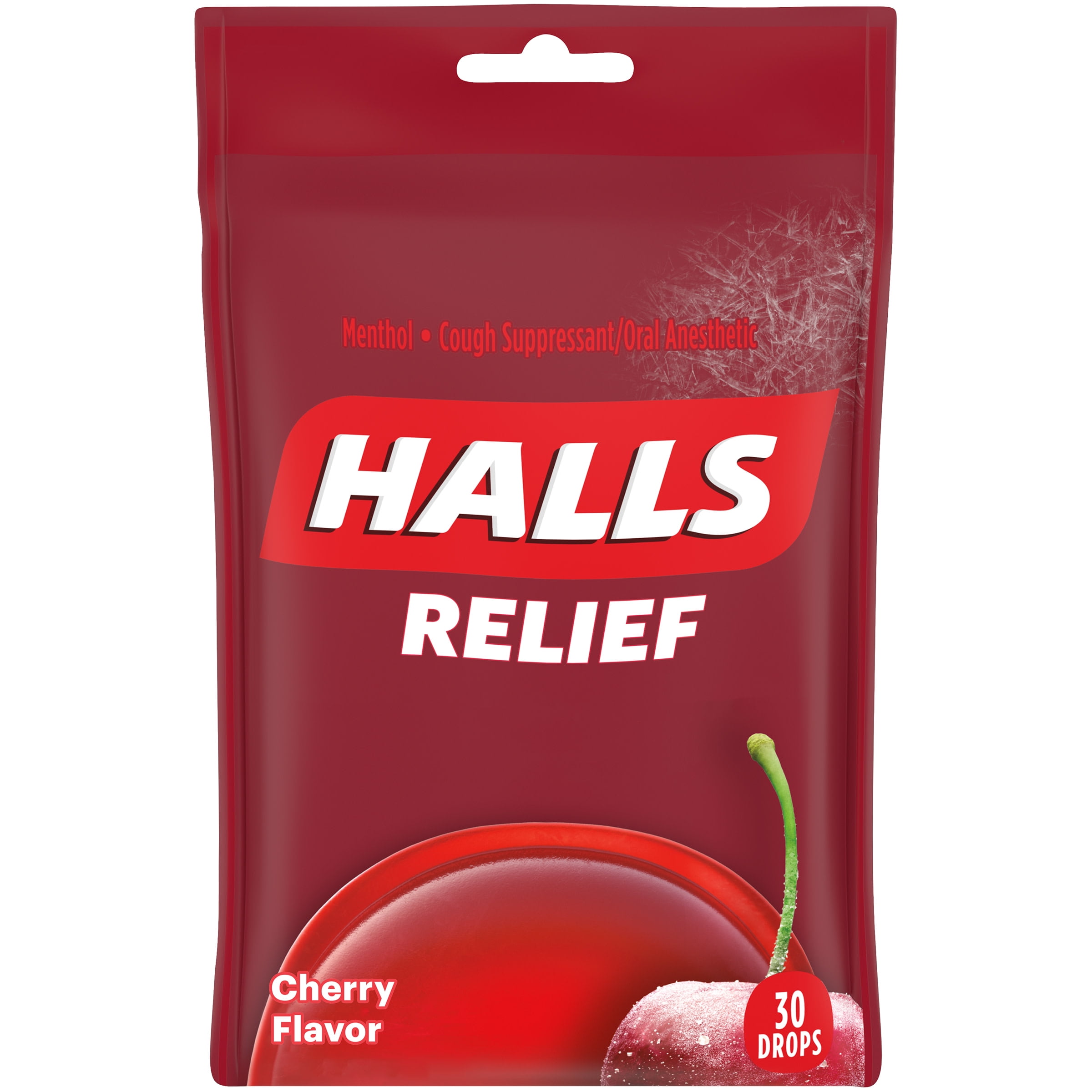 HALLS Relief Cherry Cough Drops, 30 Drops