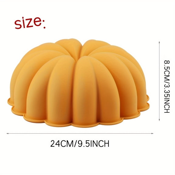 9 Inch Large Pumpkin Silicone Baking Mold - Non-Stick Food Grade Mold for Cake, Bread, Jelly & Dessert Making