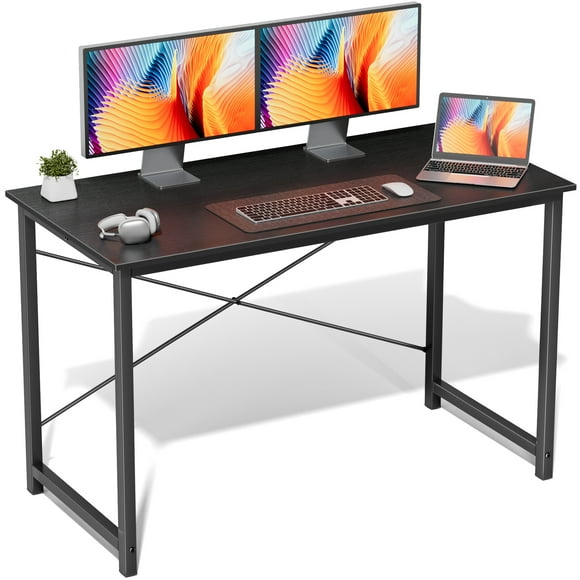 edx 47 inch Small Computer Writing Desk, Sturdy Workstation Game Table for Adult, Black