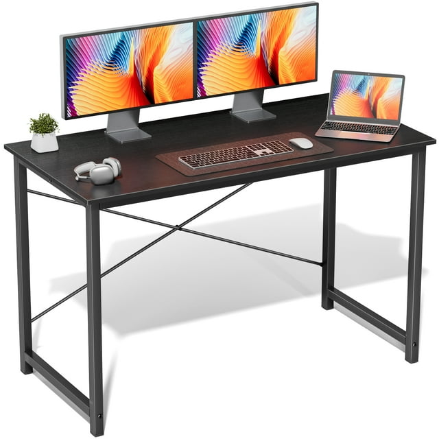 edx Bureau d'Ordinateur et d'Écriture de 47 Pouces, Petite Table de Travail Robuste pour Adulte, Noir