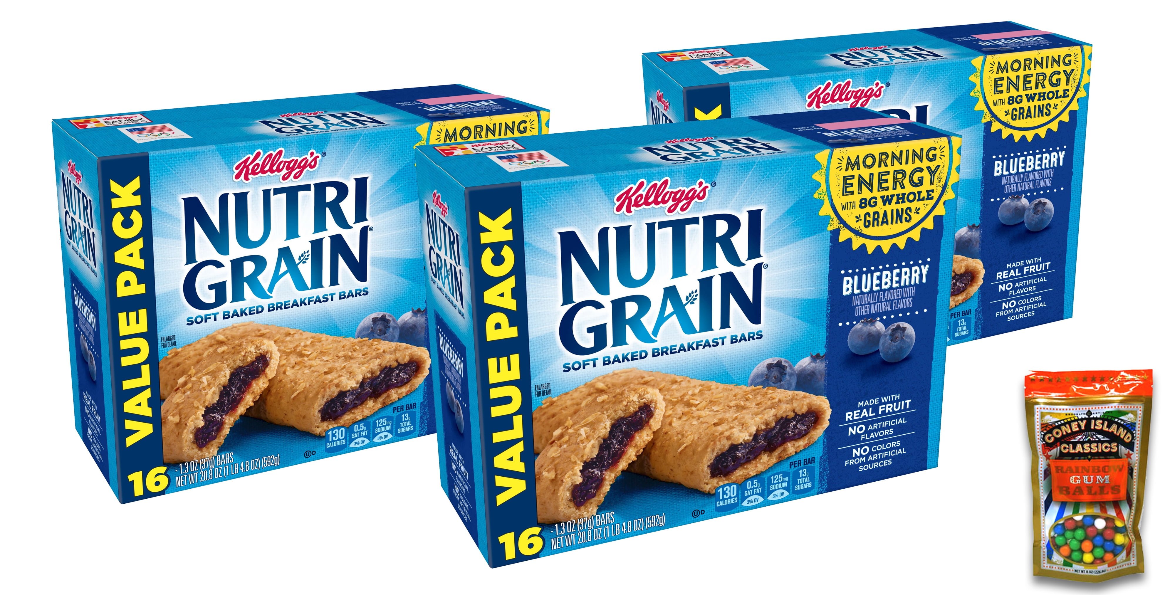 Kellogg NutriGrain Soft Baked Blueberry, 48 Ct. Plus Bonus Rainbow