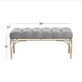 thumbnail image 3 of DecMode Gray Velvet Tufted Home Bench with Gold Metal Legs, 39" x 17" x 19", 3 of 9