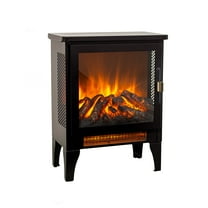 DEALTOPS 14.2" Electric Fireplace Stove Heater, 3D Flame, Portable Space Heater with Dual Heat Settings, Black