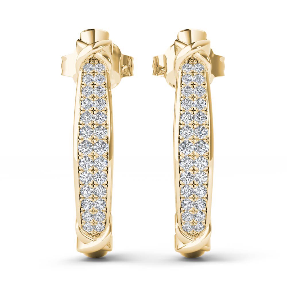 Diamond2Deal 10k Yellow Solid Gold 2/5cttw Round Diamond J Hoop