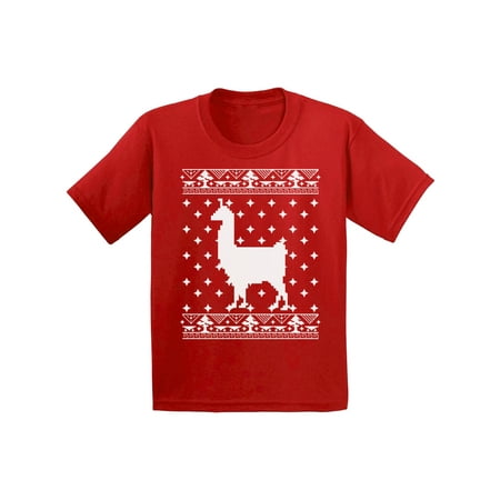

Awkward Styles Ugly Xmas T-Shirt for Girls Boys Christmas Llama Toddler Shirt