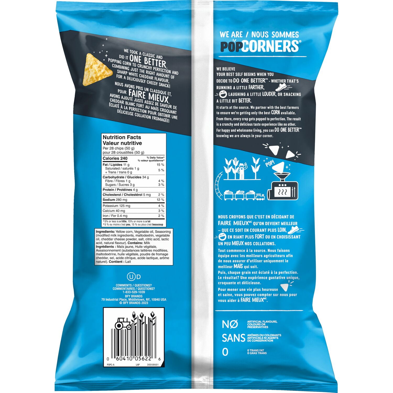 PopCorners White Cheddar flavoured Popped-Corn Chips, 142 g.