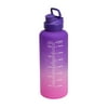 Tasty Plastic Motivational Water Bottle with Leak-Proof Lid, Easily Track Water Intake, 64 Ounce, Half Gallon, Purple/Pink Ombre