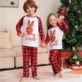 thumbnail image 4 of Nuevo conjunto familiar de Navidad con borde cruzado, pijama para estar en casa con estampado de letras de cervatillo en rojo a cuadros, 4 of 5