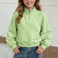 thumbnail image 2 of Ashirexll Girls Sweatshirts Solid Stand Collar Full Zip Long Sleeve Sweatshirt Outerwear for Big Girls 5-14 Years, 2 of 7