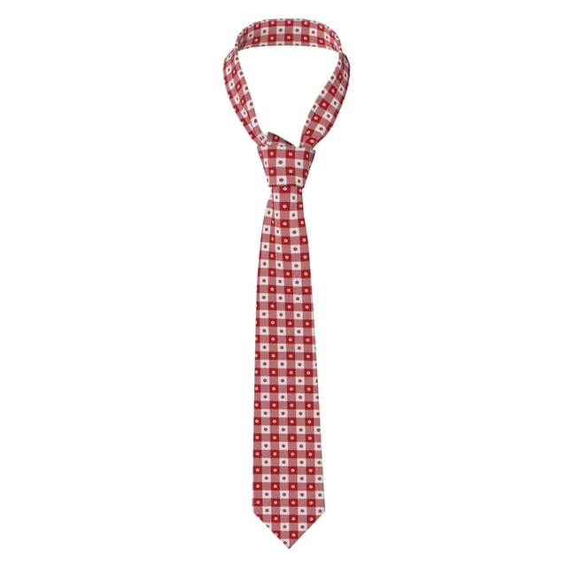 Fotbe Red Plaid Daisy Corbata Clásica para Hombre con Estampado – Corbata de Seda Jacquard Tejida, para Negocios, Bodas y Eventos Formales