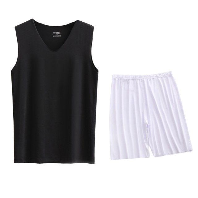 Conjunto Deportivo de los Hombres, Moda Casual de Color Sólido Cuello en V sin Mangas de Elasticidad Superior para el Desgaste Al Aire Libre, Traje Atlético de Humedad