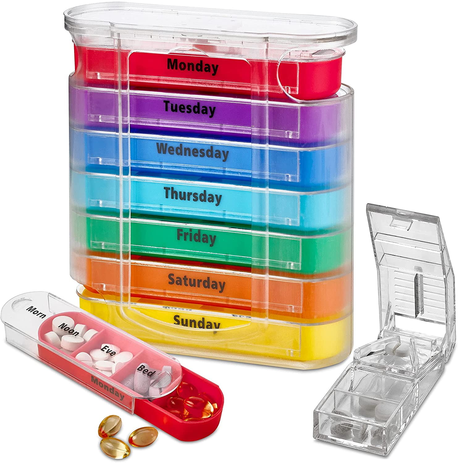 MEDca Weekly Pill Organizer Plastic Stackable Four Times-a-Day by MEDca