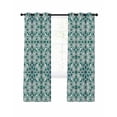thumbnail image 7 of Teal Green Blackout Curtains for Bedroom/Living Room, Vintage Abstract Geometric Texture Thermal Insulated Kitchen Drapes with Grommets, Light Blocking Window Treatment, 2 Panels 27.5" x 39", 7 of 7
