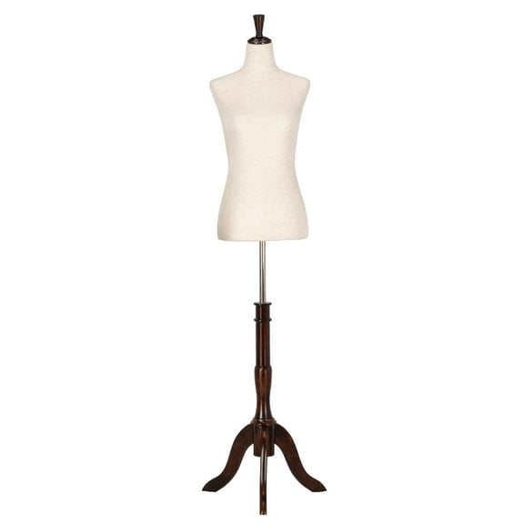 Bonnlo Upgraded Female Dress Form, Mannequin Torso Body with Adjustable Rubber Wood Stand for Dress Jewelry Display (White, 6-8)