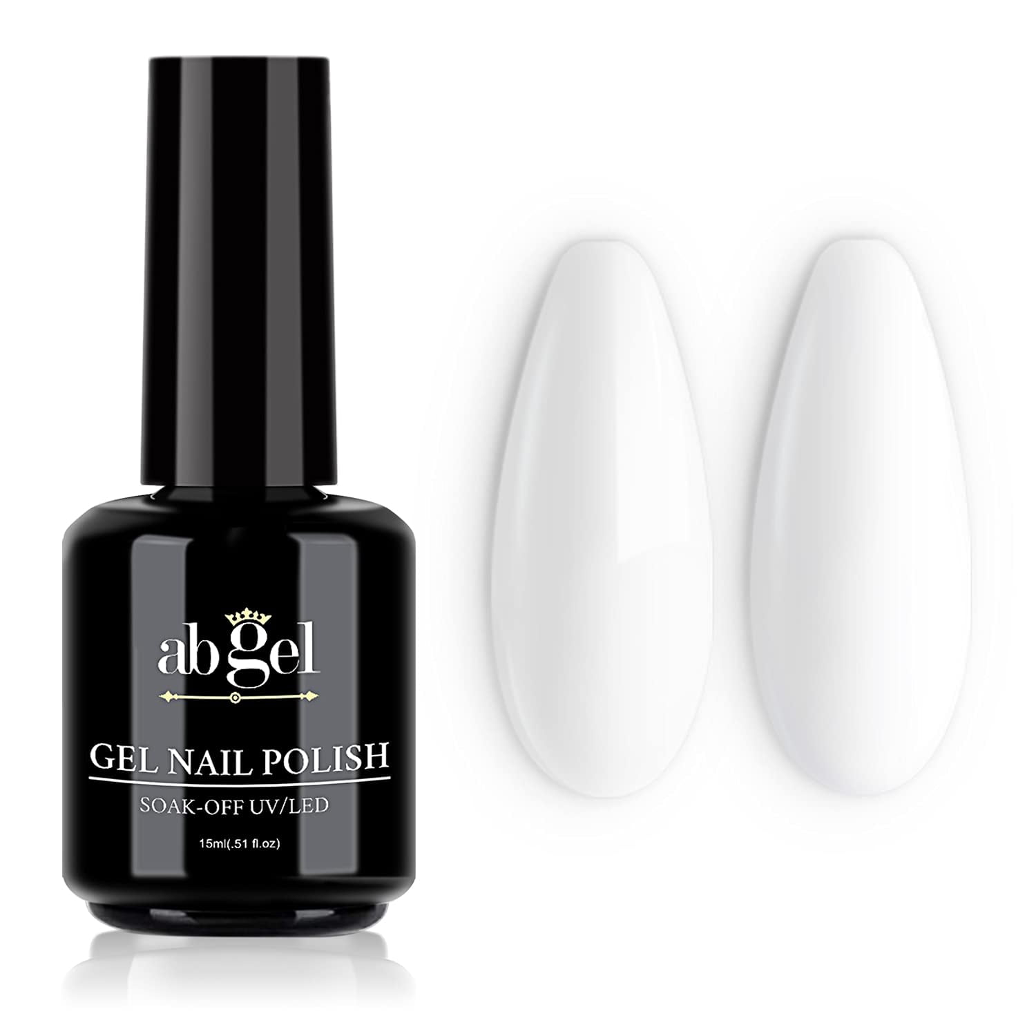 Gel Nail Polish,White 15ml Soak Off UV LED Nail Gel Polish for Nail Art Salon DIY at Home
