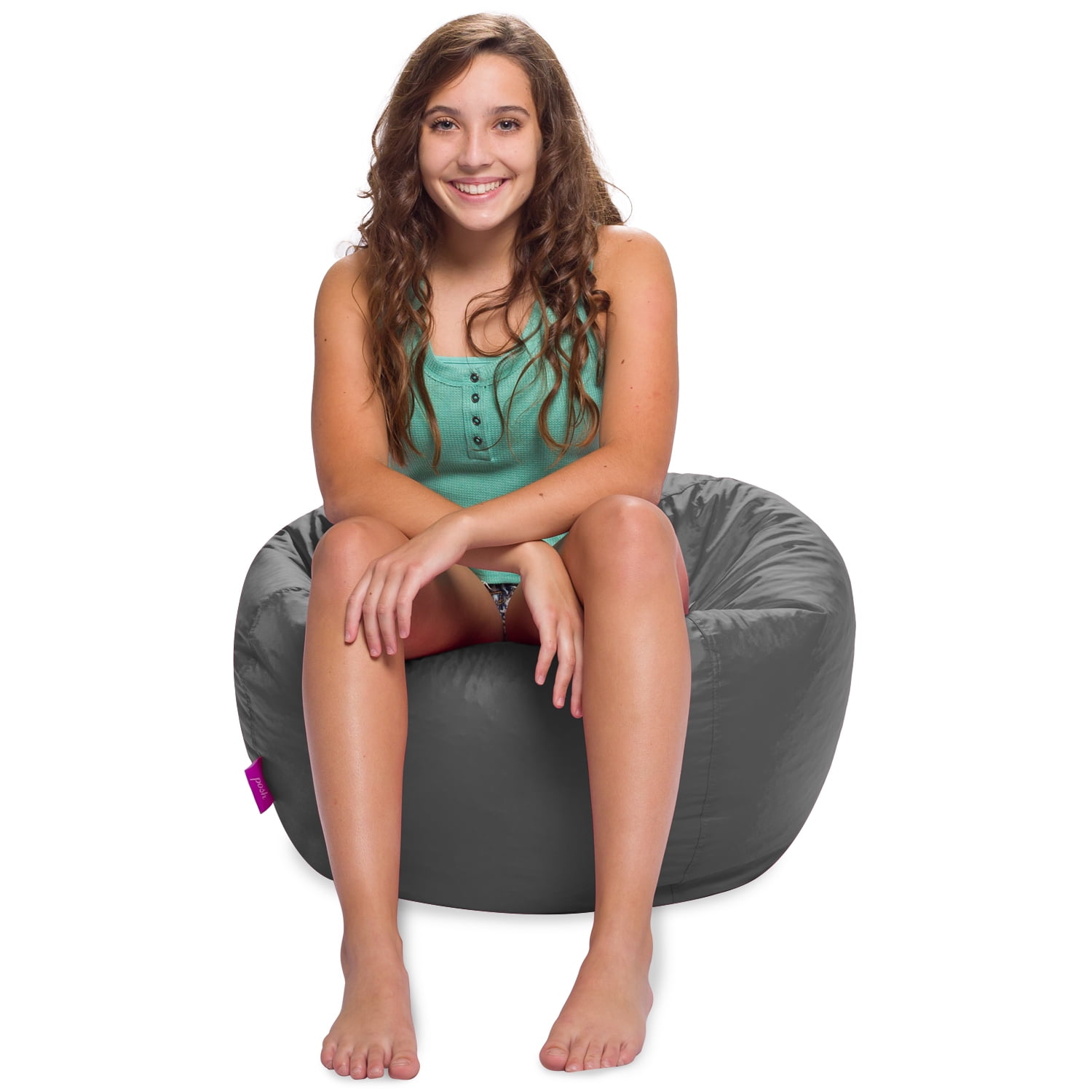 Posh Creations Classic Bean Bag Chair, EPS Bead filled Lounger, Nylon, Kids, 2.5 ft, Gray