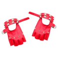 thumbnail image 1 of Guantes de cuero sintético de medio dedo para ciclismo, conducción, deportes, hombres, mujeres y adolescentes. rojo, 1 of 3
