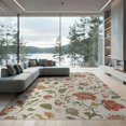 thumbnail image 2 of ODIKA 6'x9' Warm Floral Vintage Charm Design Washable Area Rug Elegant Botanical with Classic for Dining Room, Under Table, Office Décor, Non-Slip Chair-Friendly, 2 of 7
