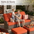 thumbnail image 3 of Vcatnet Outdoor Patio Furniture with Fire Pit 7 Pieces Sectioal Sofa All Weather Wicker High-Back Conversation Set with Swivel Glider Rockers, Orange Red, 3 of 10