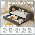 thumbnail image 3 of Twin Trundle Bed Frame, Upholstered Velvet Daybed, Pull Out Bed with Wood Slats Support, Modern Sofa Bed for Bedroom, Living Room, Guest Room, Dark Gray, 3 of 9