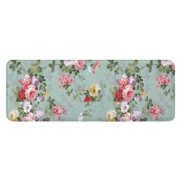 Pioneer Flower Floral Print Pattern Kitchen Rug Mat,Kitchen Runner Rugs Non Skid Washable,Decorative Kitchen Floor Mats for Kitchen,Sink,Laundry,17"x47.2"