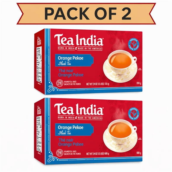 Tea India Orange Pekoe Black Tea, Assam Blend, 216 Bags (Pack of 2, Total 432 Tea Bags)