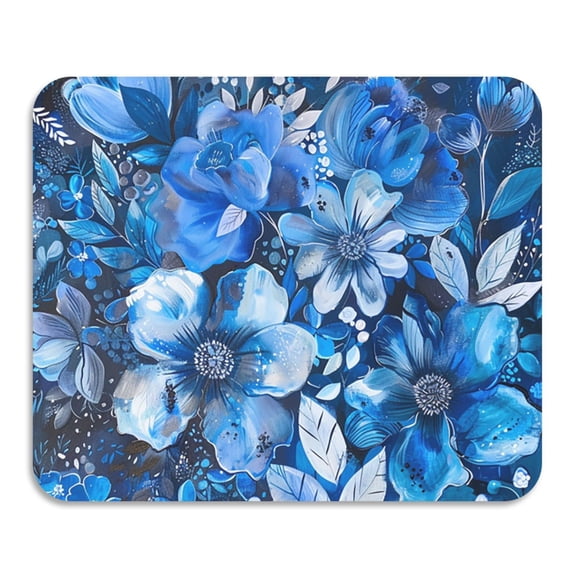 Blue Floral Flowers Dish Drying Mat Water Absorbent Non Slip Heat Resistant Dish Drainer Rack Mats for Kitchen